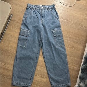 Wilfred Blue Relaxed High-Waisted Cargo Jeans